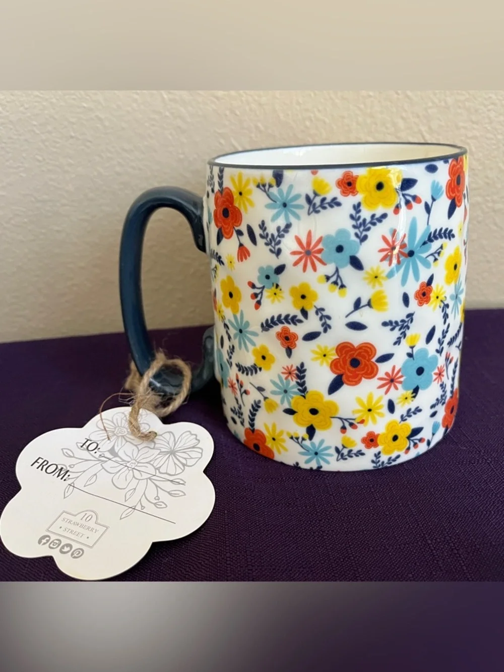 Bella Floral Coffee Mug 10 Strawberry Street 14 oz Colorful Flowers New - Picture 1 of 1